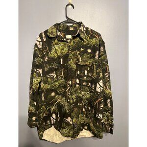 VTG DICKIES Wayne Carlton Vanish Dark Spruce Camp Button Down Hunting Shirt Sz L